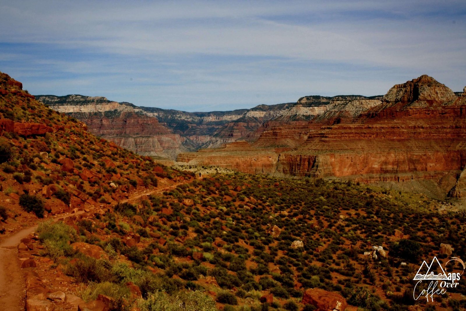 Grand Canyon South Kaibab Trail Flat Through Bushes