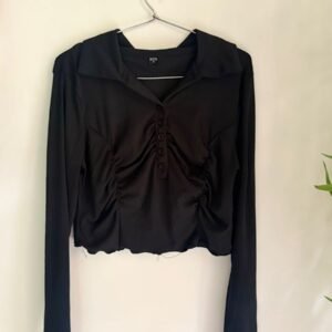 Myntra Women’s Full-Sleeve Black Top (Size M)