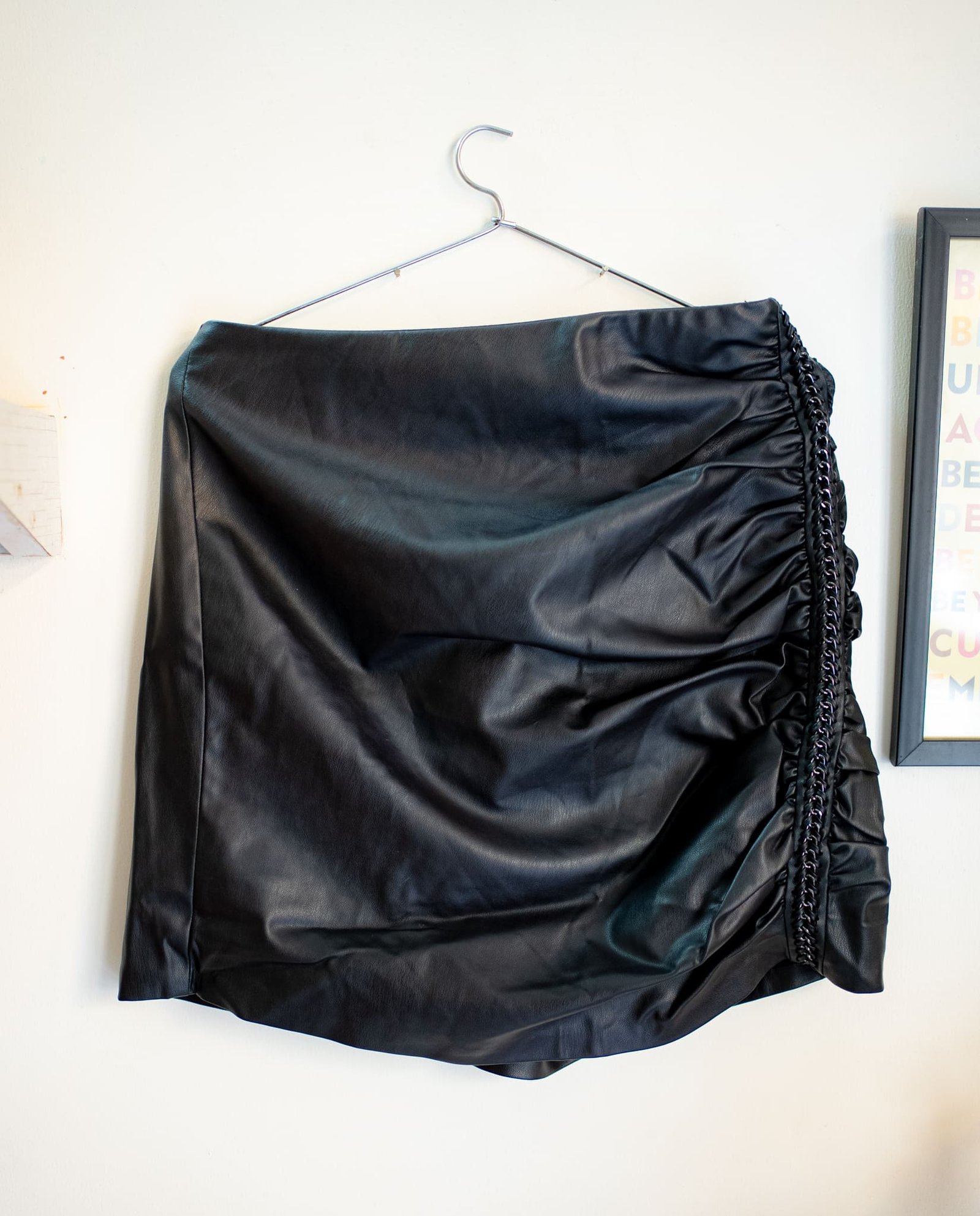 Zara Black leather Short Skirt (Size M)