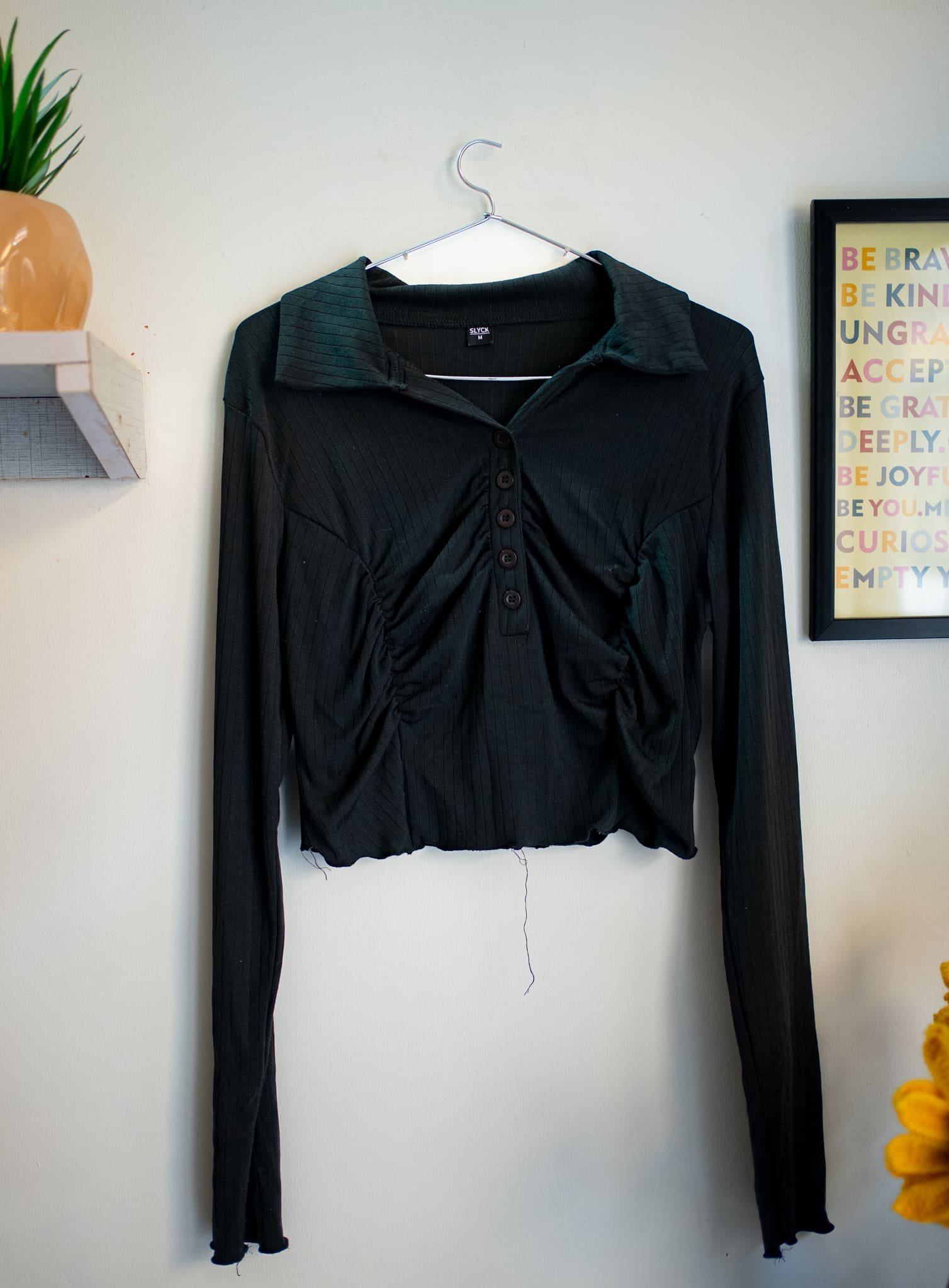 Friskers Women’s Full-Sleeve Black Top (Size M)